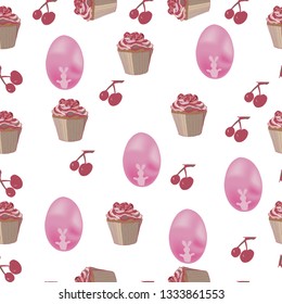 Easter pattern. Seamless pattern with Easter motifs. Vector pattern for greeting cards, wrapping paper, design diaries, fabrics and wallpapers. - Векторная графика