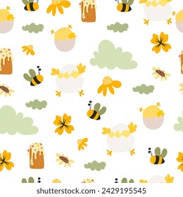 Easter pattern stock vector. Illustration of icons