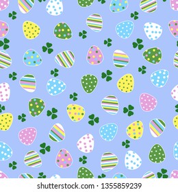 Easter pattern. Vector. Eggs, leaves. For holiday decoration, textile, cloth, crapbooking, wrapping paper, fabric, banner.