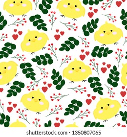 Easter pattern. Vector. Easter kawaii and cute chicken. For holiday decoration, scrapbooking, wrapping paper, fabric, banner.