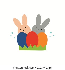 Easter Peeps. Simple Rabbit Vector Various Colors