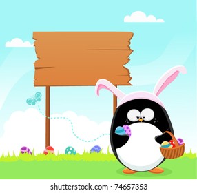 Easter Penguin With Billboard