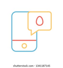 Easter Phone Message Outline Vector Icon