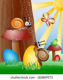 Easter picture with snails.