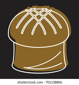Easter pie bakery product in doodle style icons vector illustration for design and web on black background. Bakery product easter pie vector object for labels and logo