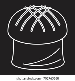 Easter pie bakery product in thin line style icons vector illustration for design and web on black background. Bakery product easter pie vector object for labels and logo