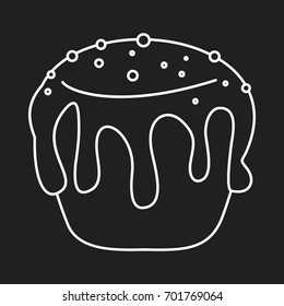Easter pie bakery product in thin line style icons vector illustration for design and web on black background. Bakery product easter pie vector object for labels and logo