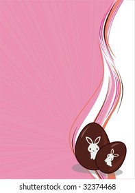 easter pink background with chocolate eggs