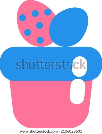 Easter pink and blue cake, illustration, vector on a white background.