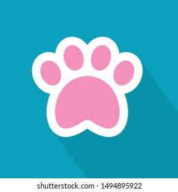 Easter Pink Bunny Paw Icon- Vector Illustration