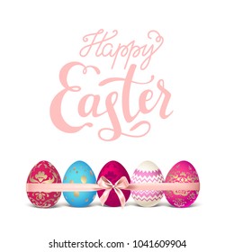 Easter pink eggs and ribbon