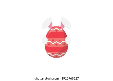 Easter Pink Rabbit Egg Vector Icon