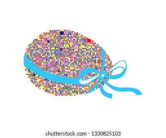 Easter  Pixel egg greeting card.  Pixel Isolated vector illustration