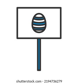 Easter Pointer With Egg Icon. Editable Bold Outline With Color Fill Design. Vector Illustration.