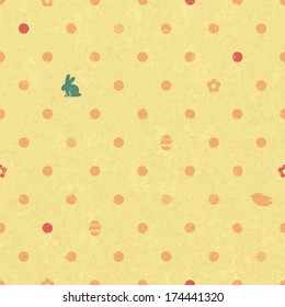 Easter polka dot seamless vintage pattern in yellow color.