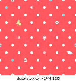 Easter polka dot seamless vintage pattern in red color.
