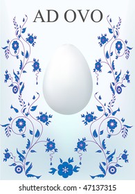 Easter postcard with egg and floral element