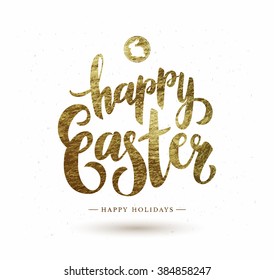 Easter Postcard with Gold Foil  Calligraphic Text Composition.