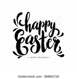 Easter Postcard with Grunge Calligraphic Text.