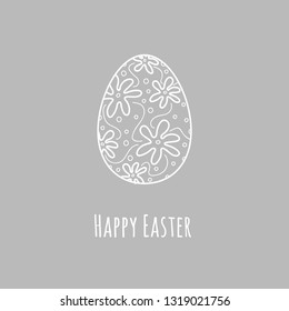 Easter postcard with hand drawn egg and wishes. Vector