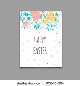 Easter postcard template , hand drawn illustration. Modern postcard or invitation for holliday.