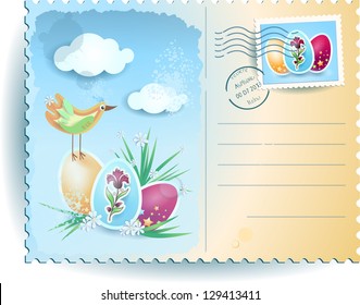 Easter postcard in vintage style, vector