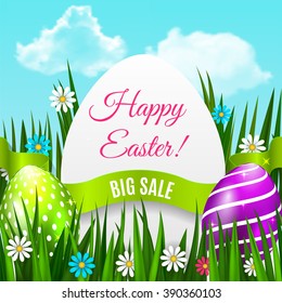Easter poster. Easter background for advertising, sale or greeting card. Vector illustration