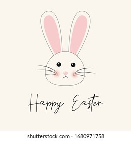 Easter poster, background or card with eggs and bunny ears. Vector illustration.