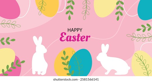 Easter poster, banner, greeting card in modern minimalistic style.