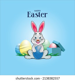 Easter poster and banner template with Easter eggs in the nest on light green background.Greetings and presents for Easter Day in flat lay styling.Promotion and shopping template for Easter