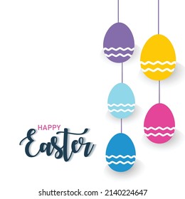 Easter poster and banner template with Easter eggs, Beautiful background, Easter Cards, banner, wallpapers - Vector Design