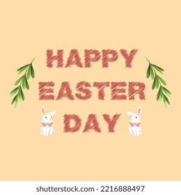 Easter Poster and Banner Template with Easter Eggs With Flower Solid Background | Colourful Greetings and Presents for Easter Day in Flat Lay Styling | Promotion and T shirt Template for Easter Day