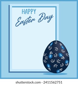 Easter poster and banner template with Easter eggs in the nest on light green background. Greetings and gifts for Easter Day in flat style. Promotion and shopping template for Easter