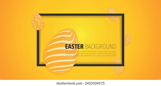 Easter poster and banner template with Easter eggs. Happy Easter Holiday with Colorful Painted Egg, International Celebration Design with Typography for Greeting Card,Party Invitation flat lay styling