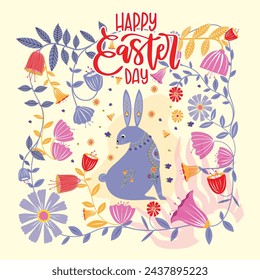 Easter poster and banner template.
Easter poster and banner template with Easter eggs in the nest on light green background. Greetings and presents for Easter Day in flat lay styling.