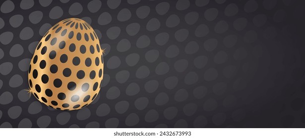 Póster de Pascua y plantilla de banner con huevo de Pascua dorado. Banner de Feliz Pascua. Decoración de Pascua de lujo, ideal para banners, fondos de pantalla, tarjetas - diseño vectorial