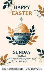 Easter poster and banner template. Greetings and presents for Easter Day. Easter egg.