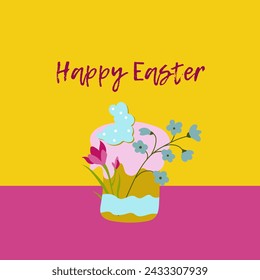  Easter poster and banner template .Vector design in a flat style.Promotion and purchase template