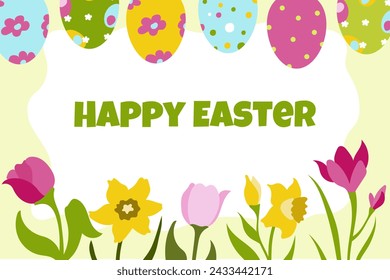  Easter poster and banner template .Vector design in a flat style.Promotion and purchase template
