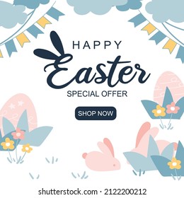 Easter poster and banner template.Vector illustration