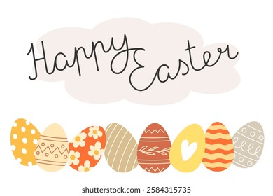 Easter Poster with Colorful Painted Easter Eggs