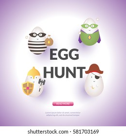 Easter poster concept with kawaii egg character