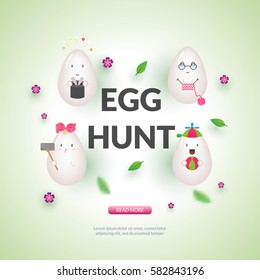 Easter poster concept with kawaii egg character