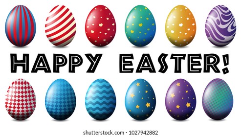 Easter poster design with colorful eggs illustration