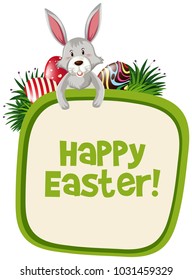 Easter poster design with gray bunny illustration