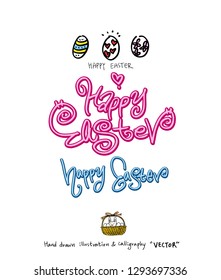 Easter poster / Hand drawn illustration - vector