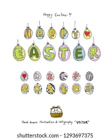 Easter poster / Hand drawn illustration - vector