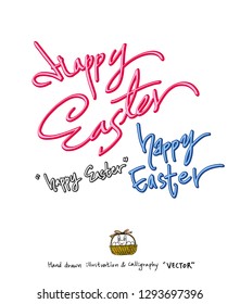 Easter poster / Hand drawn illustration - vector