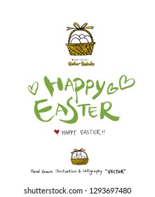 Easter poster / Hand drawn illustration - vector