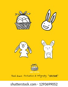 Easter poster / Hand drawn illustration - vector